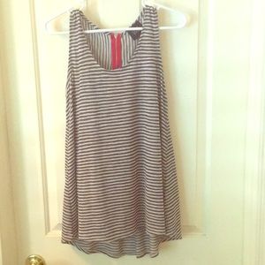 W5 sleeveless striped blue and white top zipper